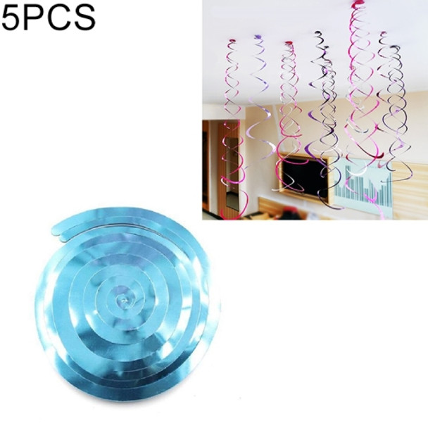 5 PCS 70cm PVC Spiral Ornaments Christmas Kindergarten Classroom Birthday Party Scene Layout Hanging Sequin Ornaments(Light Blue)