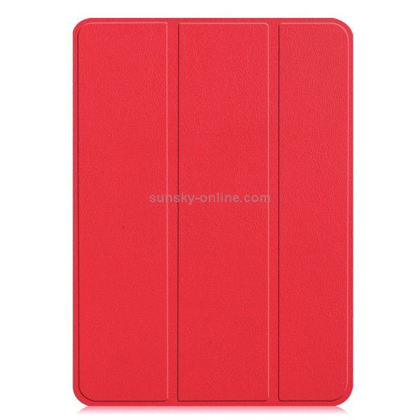 Custer Texture Horizontal Flip PU Leather Case for iPad Pro 12.9 inch (2018), with Three-folding Holder & Sleep / Wake-up Function(Red)
