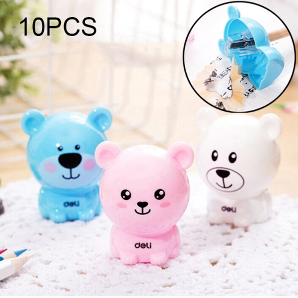 10 PCS Deli Bear Manual Pencil Sharpeners Kids Friendly at Home Office School, Random Color Delivery