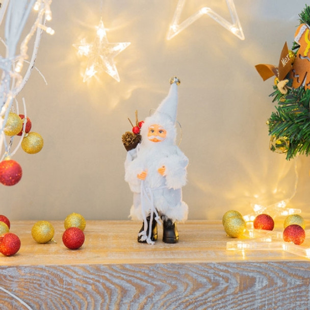 2 PCS Family Holiday Santa Doll Ornament Toy, Size:22cm(White)