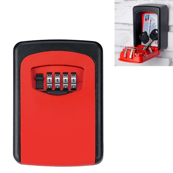Wall-hanging Key Storage Box with Metal 4-Digit Password Lock(Red)