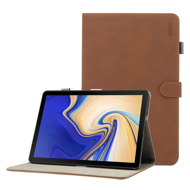 ENKAY Retro Frosted Texture Horizontal Flip Leather Case for Galaxy Tab S4 10.5 T830 / T835, with Holder & Sleep / Wake-up Function (Brown)