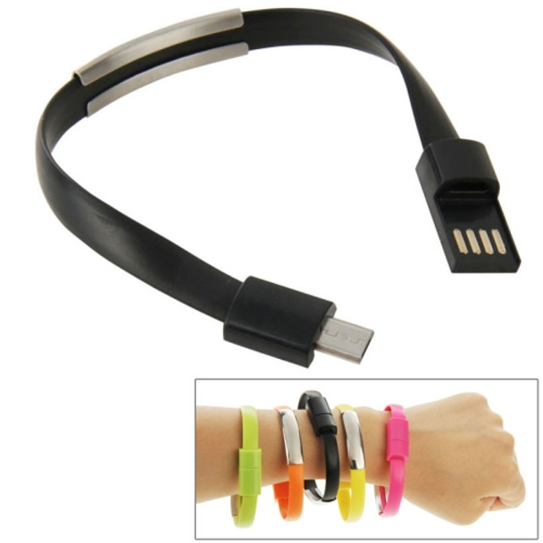 Wearable Bracelet Sync Data Charging Cable, For Galaxy S6 / S5 / S IV, LG, HTC, Length: 24cm(Black)