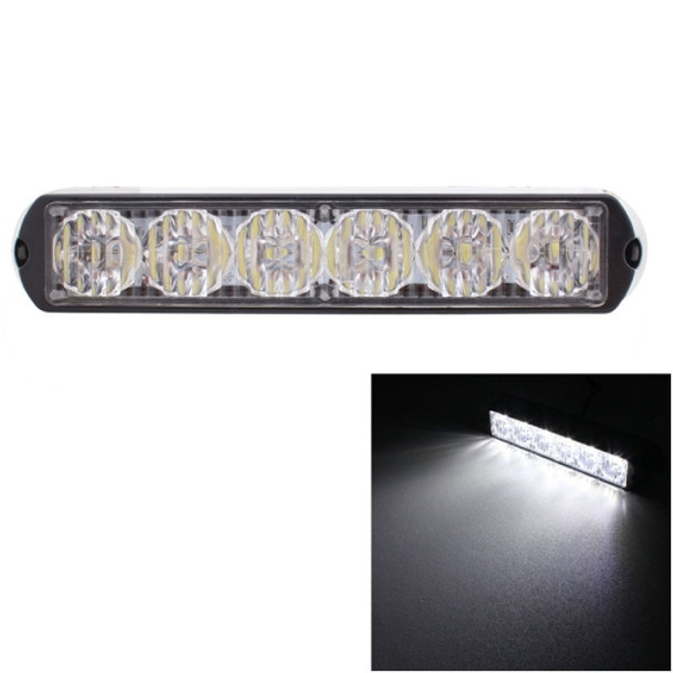 18W 1080LM 6-LED White Light Wired Car Flashing Warning Signal Lamp, DC 12-24V, Wire Length: 90cm