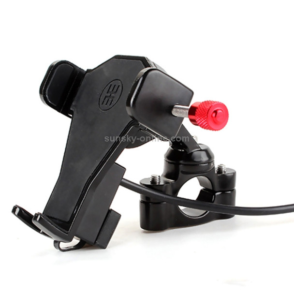 360 Degree Rotating Motorcycle Mobile Phone Holder with USB charger, Suitable for 3.5-6.6 inch Phones