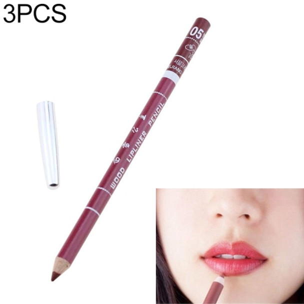 3PCS Professional Wood Waterproof Lady Charming Lip Liner Contour Makeup Lipstick Tool(5)