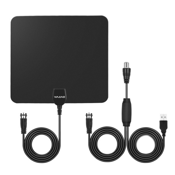 Ultra-thin Indoor HD Digital TV Antenna with 50 Miles Long Range Amplifier(Black)