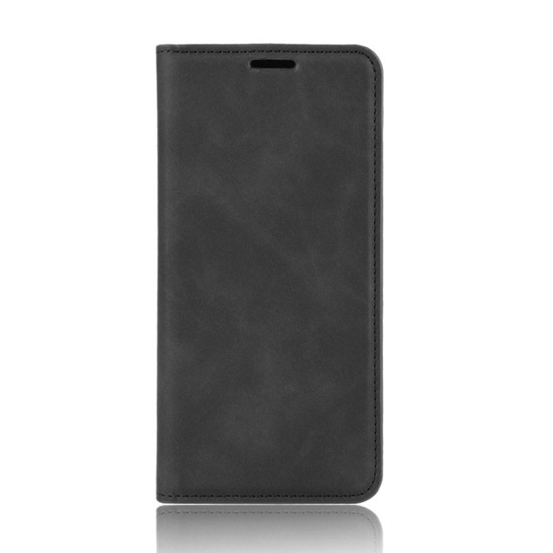 For OPPO A91 Retro-skin Business Magnetic Suction Horizontal Flip PU Leather Case with Holder & Card Slots & Wallet(Black)