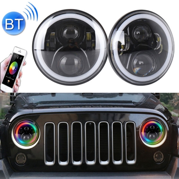 2 PCS 7 inch DC12V 6000K-6500K 50W Car LED Headlight Cree Lamp Beads for Jeep Wrangler / Harley, Support APP + Bluetooth Control