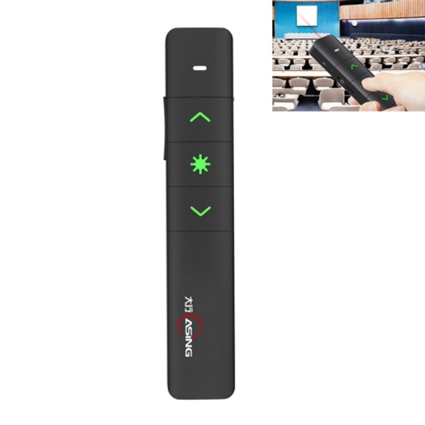 ASiNG A218 2.4GHz Wireless Green Laser Presenter PowerPoint Clicker Representation Remote Control Pointer, Control Distance: 100m