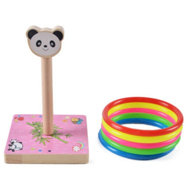 Kindergarten Children Wooden Panda Animal Throwing Ring Toss Games Activities Toys, Size: 9*9*14.7cm