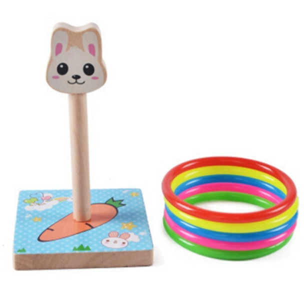 Kindergarten Children Wooden Rabbit Animal Throwing Ring Toss Games Activities Toys, Size: 9*9*14.7cm
