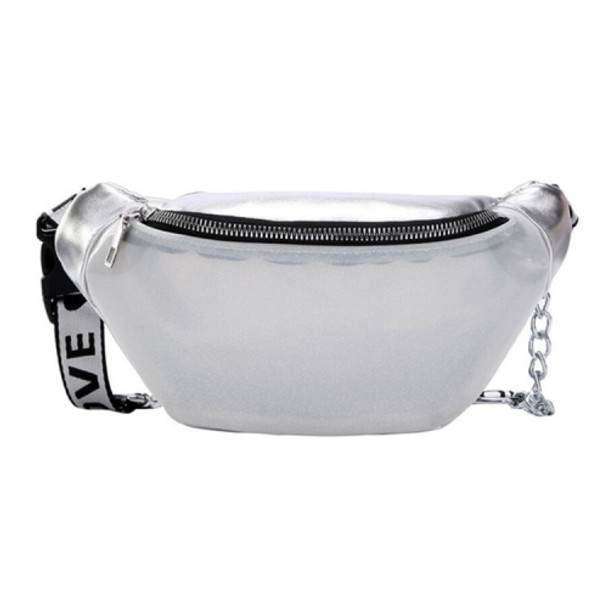 Summer Transparent Fanny Packs Chain Waist Packs Small Belt Bags Female Chest Bag Travel Waist Pack(White)