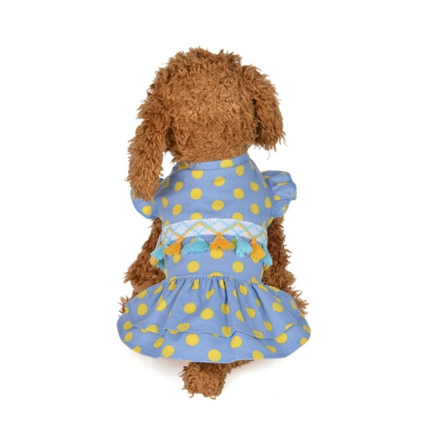 Sweet Summer Cute Pet Dress Pet Dot Fringe Skirt, Size:L(Blue)