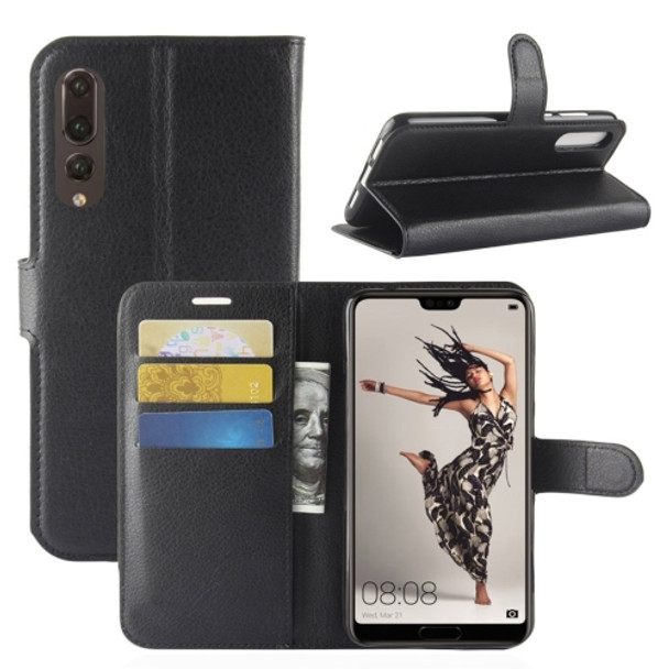 For Huawei  P20 Pro Litchi Texture Horizontal Flip Leather Case with Wallet & Holder & Card Slots(Black)