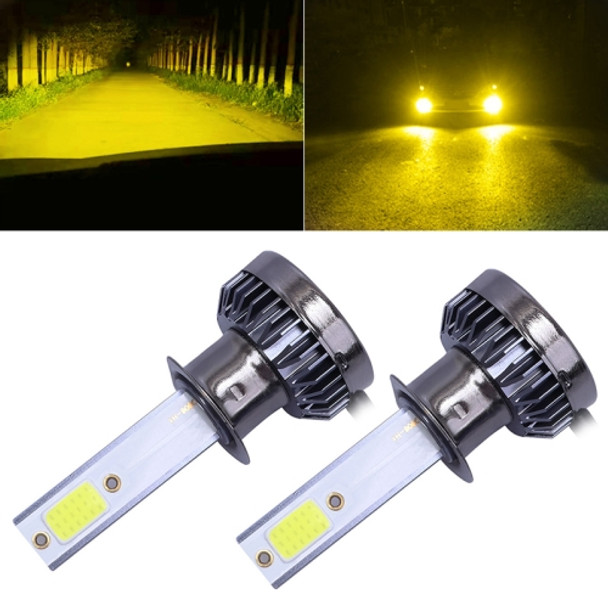 2 PCS H1 DC9-36V / 36W / 3000K / 6000LM IP68 Car / Motorcycle Mini COB LED Headlight Lamps / Fog Light(Gold Light)