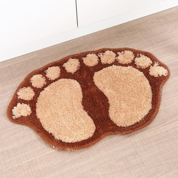 1390 Foot-shaped Non Slip Shaggy Soft Water Absorption Bedroom Bathroom Carpet Mat(Coffee)