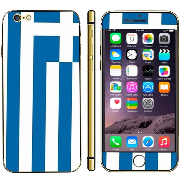 Greek Flag Pattern Mobile Phone Decal Stickers for iPhone 6 Plus & 6S Plus