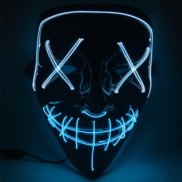 Halloween Festival Party X Face Seam Mouth Two Color LED Luminescence Mask(White Blue)
