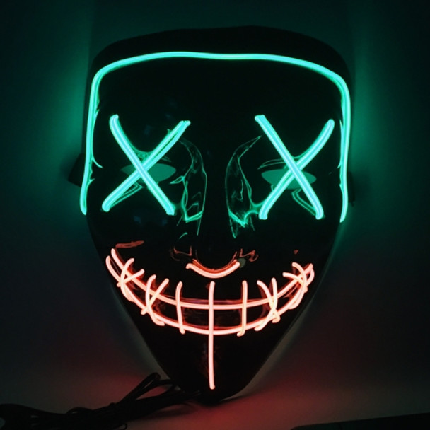 Halloween Festival Party X Face Seam Mouth Two Color LED Luminescence Mask(Green Orange)