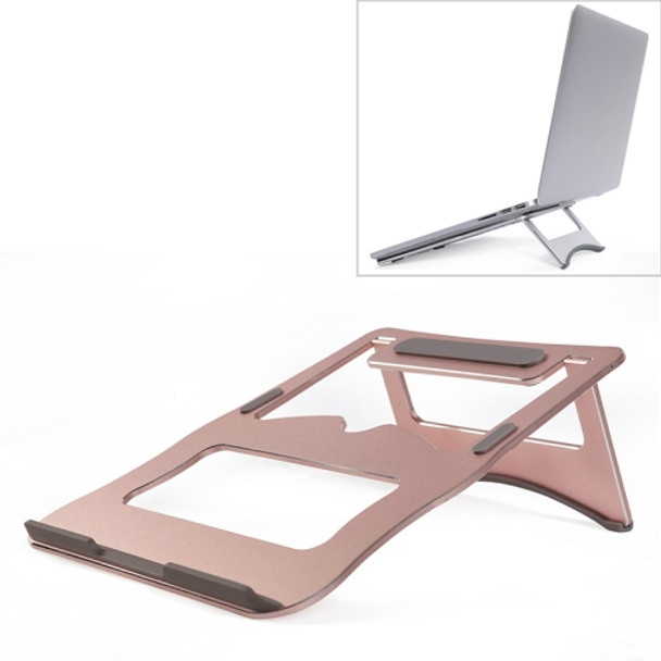 Aluminum Alloy Cooling Holder Desktop Portable Simple Laptop Bracket, Two-stage Support, Size: 21x26cm (Rose Gold)