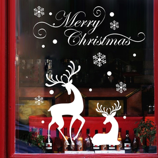 White Snow Reindeer Window Glass Door Removable Christmas Wall Sticker Decoration