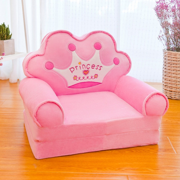 Cartoon Folding Children Kids Sofa Plush Toy Multi-function Baby Seat Kindergarten Stool(Pink Crown)
