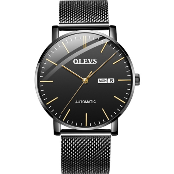 OLEVS 5882 Men Business Ultra-thin Waterproof Automatic Mechanical Watch(Steel Strap Black)