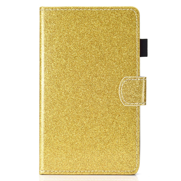 For Galaxy Tab A 7.0 (2016) T280 Varnish Glitter Powder Horizontal Flip Leather Case with Holder & Card Slot(Gold)