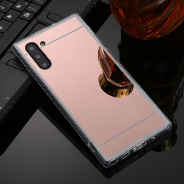 For Galaxy Note 10 TPU + Acrylic Luxury Plating Mirror Phone Case Cover(Rose Gold)