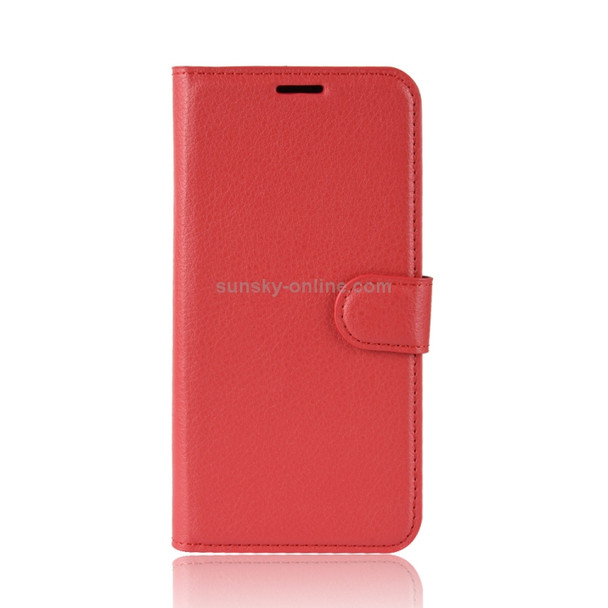 Litchi Texture Horizontal Flip Leather Case for Huawei Y5 2019, with Wallet & Holder & Card Slots (Red)