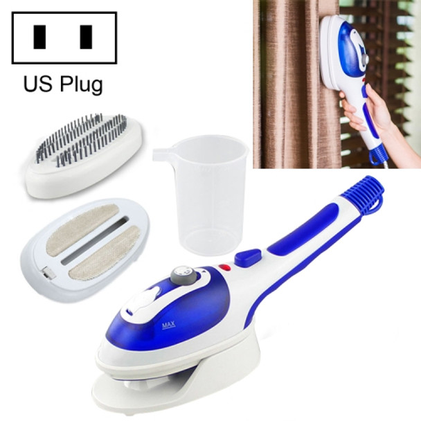 Multifunction Household Handheld Steamer Travel Portable Hand - Held Steam Hanging Hot Machine Ceramic Bottom with Flannelette Brush & Hair Brush & Measuring Cup, US Plug(Blue)