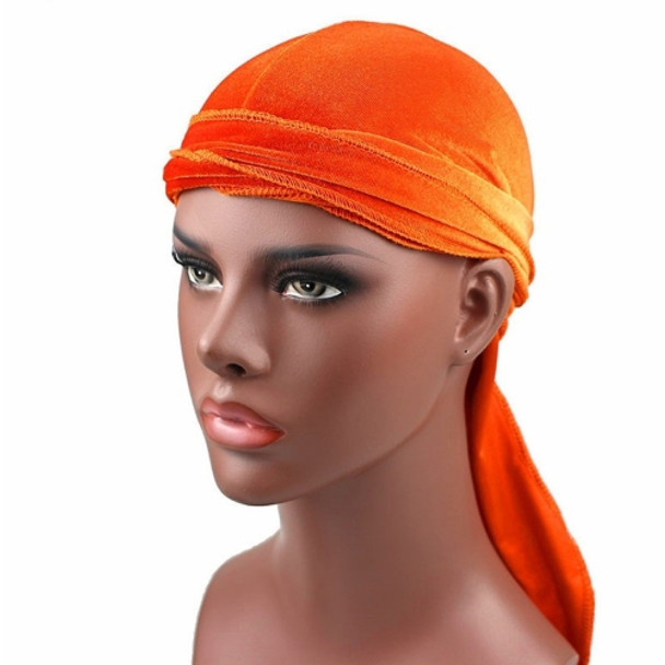 Velvet Turban Cap Long-tailed Pirate Hat Chemotherapy Cap (Orange)