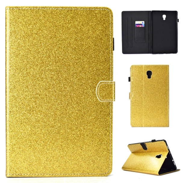 For Galaxy Tab A 10.5 T590 Varnish Glitter Powder Horizontal Flip Leather Case with Holder & Card Slot(Gold)