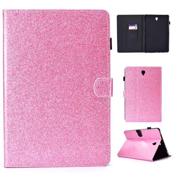 For Galaxy Tab S4 10.5 T830 Varnish Glitter Powder Horizontal Flip Leather Case with Holder & Card Slot(Pink)