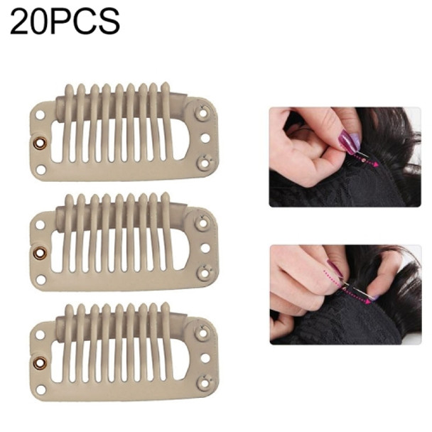 20 PCS 32mm 9-teeth Hair Extension Clips Snap Metal Clips With Silicone Back(Blonde)