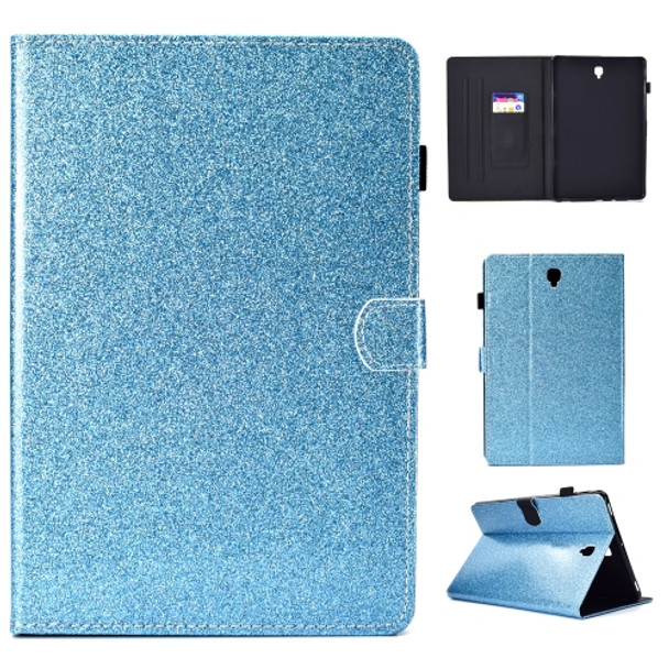 For Galaxy Tab S4 10.5 T830 Varnish Glitter Powder Horizontal Flip Leather Case with Holder & Card Slot(Blue)