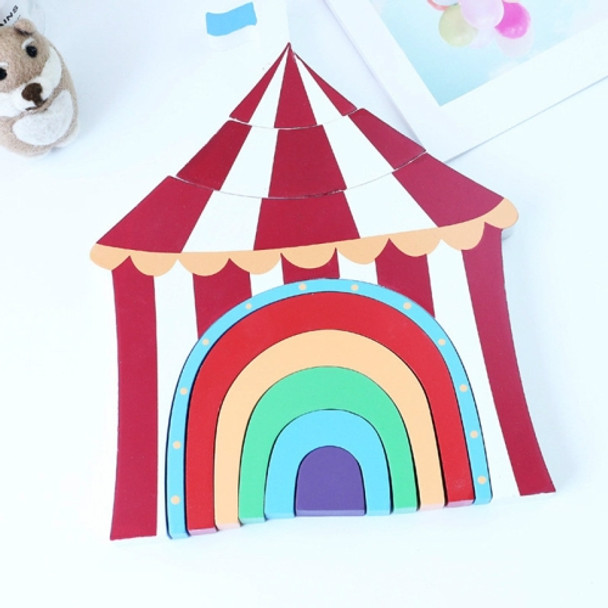 Children Toys Wooden Stacks Rainbow Blocks Circus Ornaments  Home Decoration