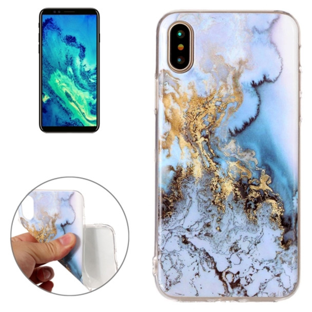 For   iPhone X / XS   Blue Marble Pattern TPU Shockproof Protective Back Cover Case