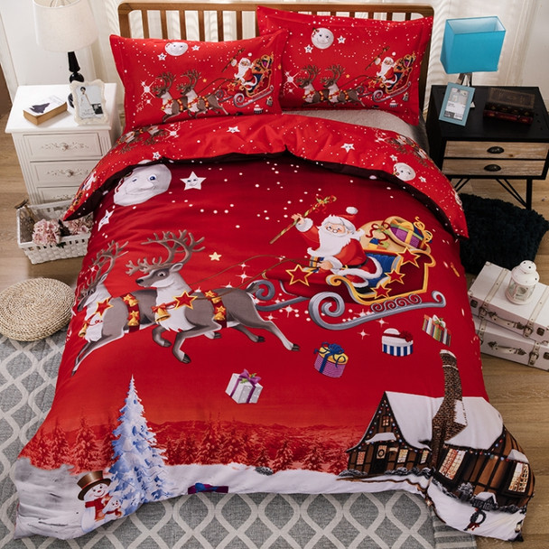 3D Merry Christmas Bedding Set Santa Claus Red Duvet Cover and Pillow Case Set, Size:USqueen:228x230cm(Red)