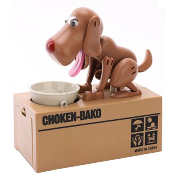 Creative Cartoon Edacious Puppy Automatic Money Eating Coin Saving Box, Light Brown Dog