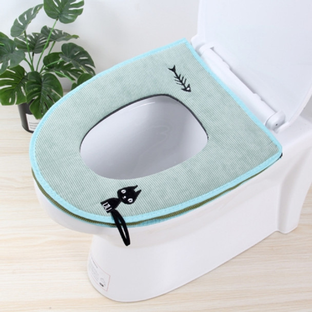 Washable Bathroom Toilet Seat Cover Warmer Soft Cushion Pad Closestool Lid Mat Household Products(Green)