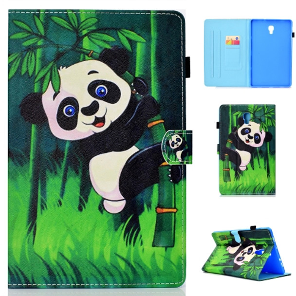 for Galaxy Tab A 10.5 T590 Colored Drawing Stitching Horizontal Flip Leather Case, with Holder & Card Slots(Panda)