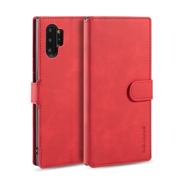 DG.MING Retro Oil Side Horizontal Flip Case with Holder & Card Slots & Wallet for Galaxy Note 10(Red)