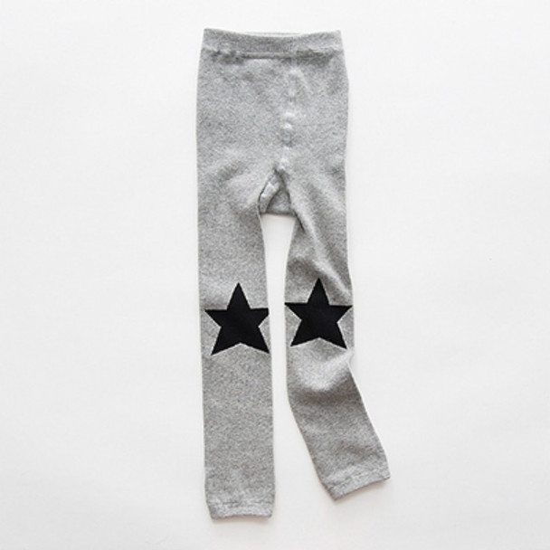 Combed Cotton Children Leggings Knee Mouth Love Stars Children Tights Pantyhose, Size:105cm(Grey Stars)