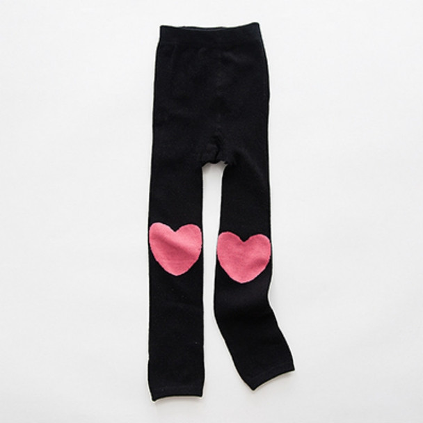 Combed Cotton Children Leggings Knee Mouth Love Stars Children Tights Pantyhose, Size:115cm(Black Heart)