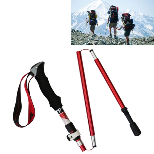 5 Node Portable Foldable Aluminium Alloy Alpenstocks Trekking Poles, Folding Length : 28.5CM (Red)