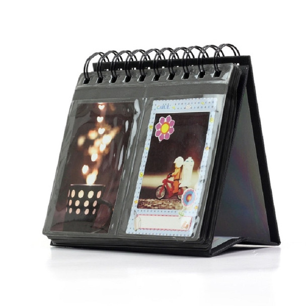 Calendar Style Desktop Standing Brand Name Folder Mini Desk 3 inch 68 Photos Album Book(Black)