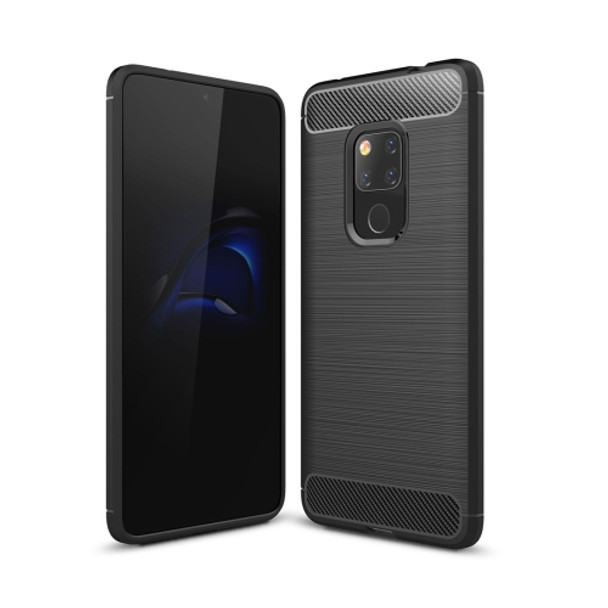 Brushed Texture Carbon Fiber Shockproof TPU Case for Huawei Mate 20 (Black)