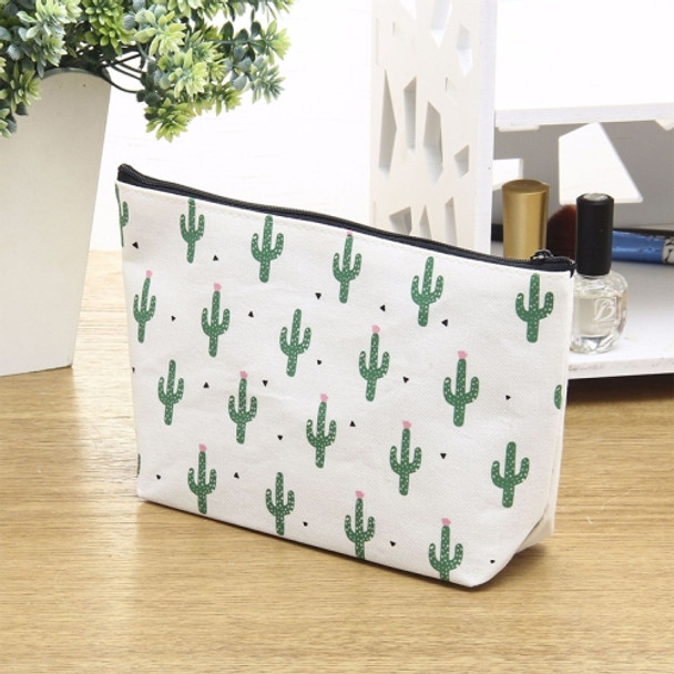 Small Fresh Cactus Cosmetic Bag Multi-Functional Canvas Hand Storage Bag Toiletry Storage Box(Mul  cactus)